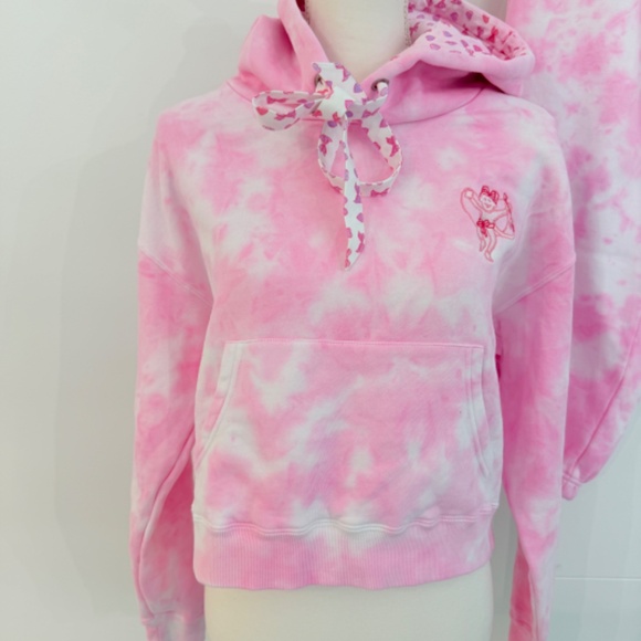 Roller Rabbit Pink Disco Tie Dye Bow Love Shack Fancy Hoodie with Sweatpants - Picture 2 of 11